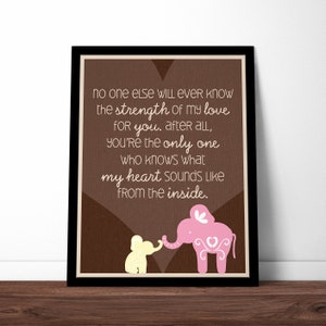 THE ORIGINAL Elephant Quote Poster / Print for Baby's Nursery / Pink Baby Girl with Brown Background image 3