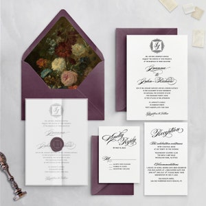 Classic Black and White Wedding Invitation Suite with Monogram | Semi-Custom Invitation