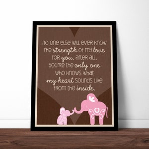 THE ORIGINAL Elephant Quote Poster Print for Baby Girl's Nursery / Newborn Baby Girl Gift, Baby Shower Gift, Mother's Day Gift