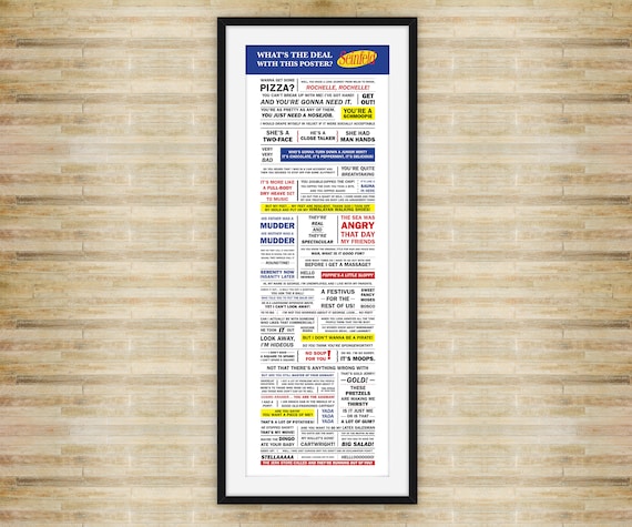 Seinfeld Poster Print - A Poster About Nothing - Funniest Quotes Poster from Seinfeld - Art Poser Print - Glossy Poster Print 11.75" x 36"