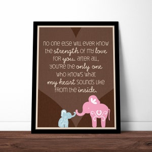 THE ORIGINAL Elephant Quote Poster / Print for Baby's Nursery / Pink Baby Girl with Brown Background image 2