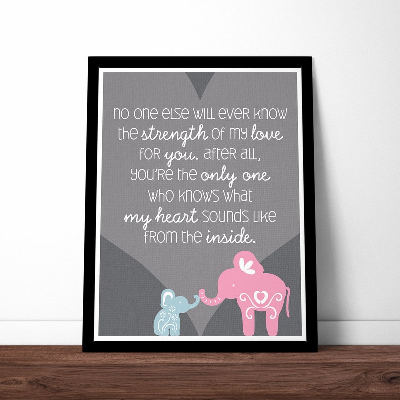 THE ORIGINAL Elephant Quote Poster / Print for Baby's Nursery / Pink Baby Girl with Brown Background image 5