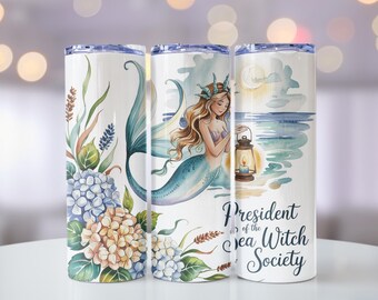 Mermaid Sea Witch Digital Download, Sublimation Design, Tumbler Wrap, 300 DPI PNG, Commercial Use, President of the Sea Witch Society