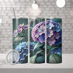 Hydrangea Tumbler Wrap, 20oz Skinny Tumbler PNG, Floral Sublimation Design, Flower Tumbler Wrap, Digital Download, dark and moody
