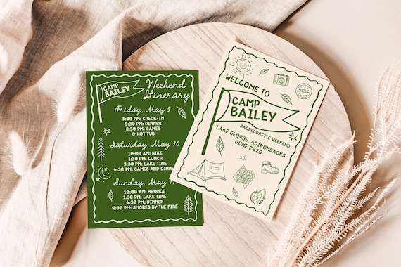 Camp Bachelorette Invitation, Outdoorsy Bach Party Digital Download Invite, Glamping Girls Trip Editable Canva Template V1