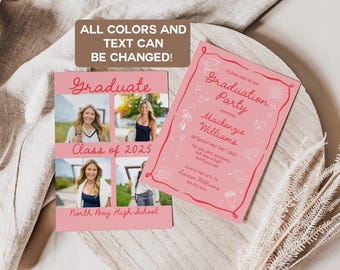 Graduation Party Invite Class of 2026 - Custom Grad Party Invitation - Photo Graduation Announcement - Editable Canva Template