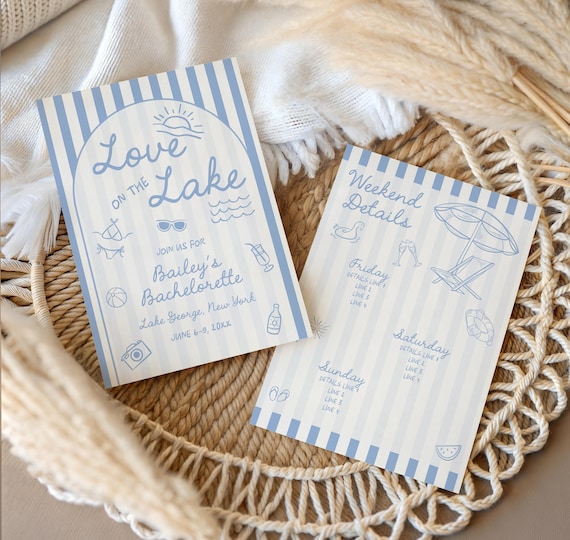 Love on the Lake Bachelorette Invitation – Lake Weekend Invitation Template – Editable Digital Download for Bach Party or Girls Trip