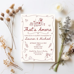 That's Amore Invite, That's Amore Engagement Party, Bridal Shower, Bachelorette Party, Editable Digital Invitation Template, V2