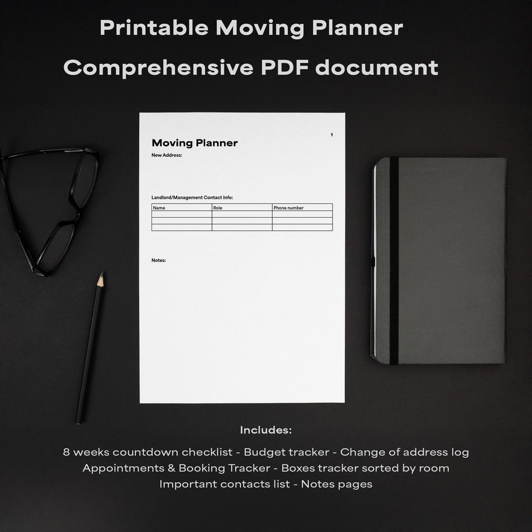 Minimalist Moving Planner PDF | Printable Moving Checklist & Binder for ...