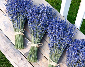 3 Dried Lavender Flower Bouquets for Wedding Flowers & Home Decor: Vibrantly Colored English Lavender Bundle, Bunch, Wedding Bouquet Flowers