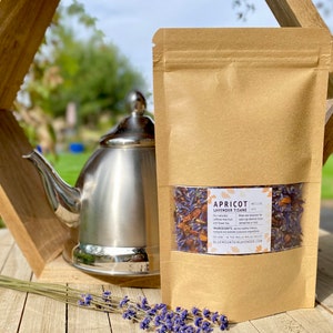 Apricot Lavender Tisane with Lavender Flowers: Non-Caffeinated Fruit & Flower Blend; Herbal; Add-on Tea Infuser Option for Lavender Lovers