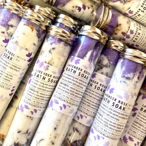 Lavender-Rose Bath Soak; Dried Lavender Bath Salt; In Home Spa, luxury; self-care, me-time for lavender lovers, relax, bliss, rejuvenate