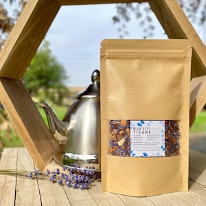 Blue Eyes Tisane with Dried Lavender Flowers: Non-Caffeinated Fruit & Flower Blend; Herbal; Add-on Tea Infuser Option for Lavender Lovers