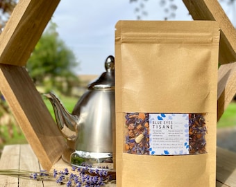 Blue Eyes Tisane with Dried Lavender Flowers: Non-Caffeinated Fruit & Flower Blend; Herbal; Add-on Tea Infuser Option for Lavender Lovers