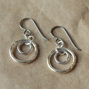 Pure Titanium Earrings / Hypoallergenic Hoop Earrings / Allergy Free Earrings Hoops - Small Double Silver Plated Hoop Dangle