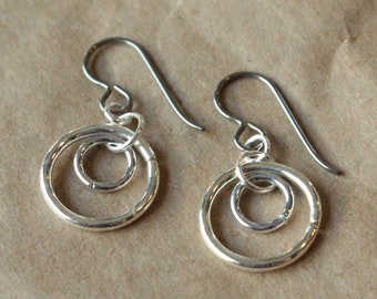 Pure Titanium Earrings / Hypoallergenic Hoop Earrings / Allergy Free Earrings Hoops - Small Double Silver Plated Hoop Dangle