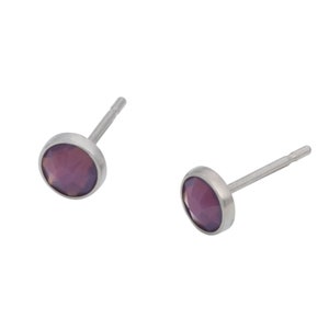 Cyclamen Opal Swarovski Crystal (4mm or 5mm) Bezel Set on Titanium Posts (Hypoallergenic Stud Earrings for Sensitive Ears)