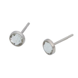 Titanium Earrings Studs Clear Swarovski Crystals /  4mm or 5mm / Allergy Free Earrings for Metal Allergies