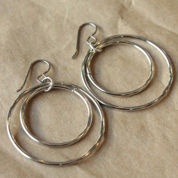 Titan Ohrringe Creolen / Creolen für sensible Ohren - Doppelarmreif Rhodium Hoop