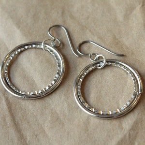 Pure Titanium Earrings / Hypoallergenic Hoop Earrings / Allergy Free Earrings Hoops - Nestled Rhodium Hoop Dangle