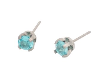 Pure Titanium Earrings Apatite Facet Cut Hypoallergenic Nickel Free Studs