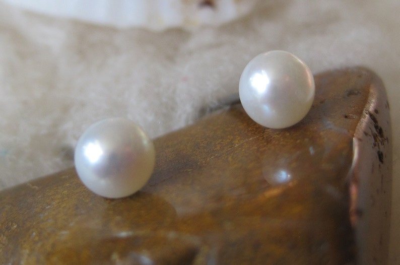 Classic Pearls Small 4-4.5mm Hypoallergenic Earrings for Sensitive Ears Your Choice: Niobium, Titanium, Surgical Steel Studs image 1
