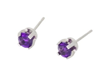 Boucles d’oreilles en titane pur Amethyst Facet Cut Hypoallergenic Nickel Free Studs