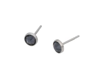 Graphite Grey Swarovski Crystal (4mm or 5mm) Bezel Set on Pure Titanium Studs (Hypoallergenic Post Earrings for Sensitive Ears)