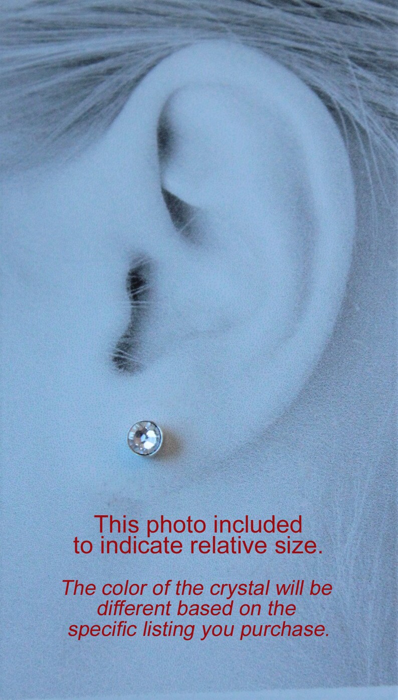 Cyclamen Opal Swarovski Crystal 4mm or 5mm Bezel Set on Titanium Posts Hypoallergenic Stud Earrings for Sensitive Ears image 3