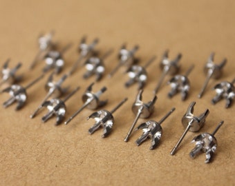 Pure Titanium Prong Stud Earring Findings (10 pairs) - Hypoallergenic - For 5mm Stones - Exclusively by Pretty Sensitive Ears