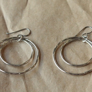 Titanium Earrings Hoops / Hoop Earrings for Sensitive Ears Double Bangled Rhodium Hoop Dangle image 3