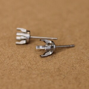 Pure Titanium Prong Stud Earring Findings 10 pairs Hypoallergenic For 5mm Stones Exclusively by Pretty Sensitive Ears image 5