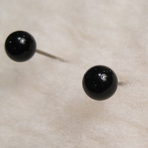 Pure Titanium Earrings / Hypoallergenic Earrings / Allergy Free Earrings for Metal Allergies - Black Onyx Gemstone