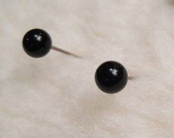 Pure Titanium Earrings / Hypoallergenic Earrings / Allergy Free Earrings for Metal Allergies - Black Onyx Gemstone