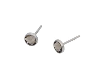 Greige Swarovski Crystal (4mm or 5mm) Bezel Set on Pure Titanium Studs (Hypoallergenic Post Earrings for Sensitive Ears)