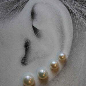 Classic Pearls Small 4-4.5mm Hypoallergenic Earrings for Sensitive Ears Your Choice: Niobium, Titanium, Surgical Steel Studs image 3