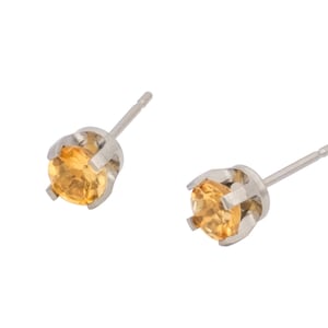 Pure Titanium Earrings Citrine Facet Cut Hypoallergenic Nickel Free Studs