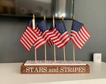 Independence day, 4th of July, flags, Stars and Stripes, wood, red, white, and blue