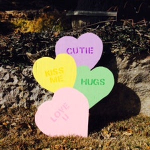 Stacked Candy Hearts Yard stake Valentine Decoration image 1