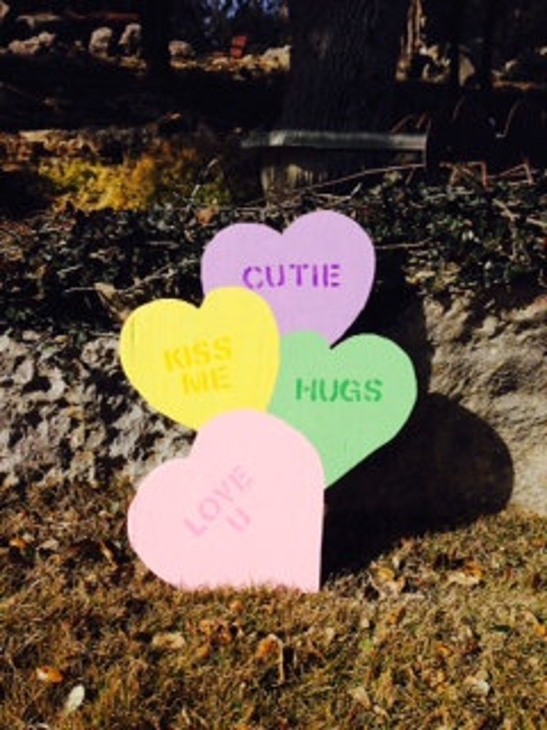 Stacked Candy Hearts Yard stake Valentine Decoration image 1