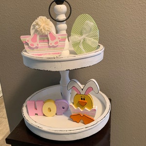 Easter decoration, tiered tray Easter decor, Easter Spring decor