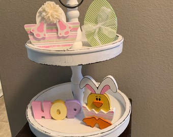 Easter decoration, tiered tray Easter decor, Easter Spring decor