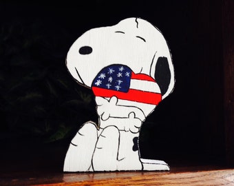 Patriotic Snoopy 4th of July decor Star spangled banner americana table mantle desk decoration