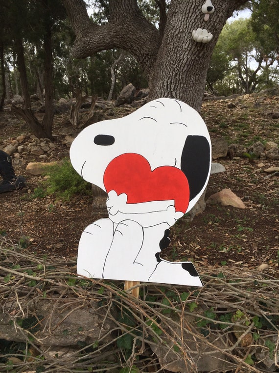 Valentine Snoopy Yard Stake Holding Heart Etsy