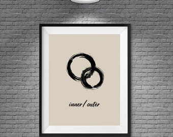 Inner Outer Circles | Zen Connection Art | Printable Stoic Philosophy Poster | Duality Wall Decor | Firat Sami Art Gift
