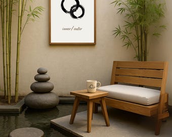 Inner Outer Circles | Soft Beige Zen Decor | Printable Japandi Art for Harmony | Minimalist Connection | Firat Sami Art