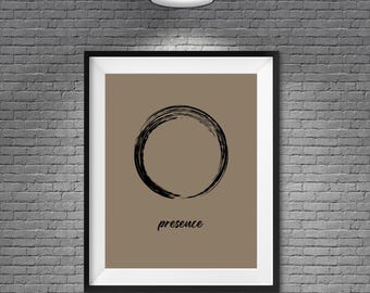 Presence Enso Print | Minimalist Zen Art for Office | Printable Stoic Reminder Poster | Mindfulness Gift | Firat Sami Art