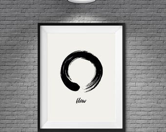 Flow Enso Brush Stroke | Dynamic Zen Wall Decor | Printable Minimalist Ink Poster | Stoic Philosophy | Firat Sami Art