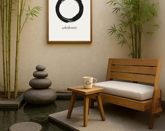 Wholeness Enso Print | Soft Beige Zen Art for Meditation | Printable Stoic Decor | Japandi Spiritual Gift | Firat Sami Art