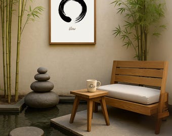 Flow Enso Brush Stroke | Soft Japandi Wall Art | Printable Zen Poster | Minimalist Ink Decor | Fırat Sami Art Spiritual Gift